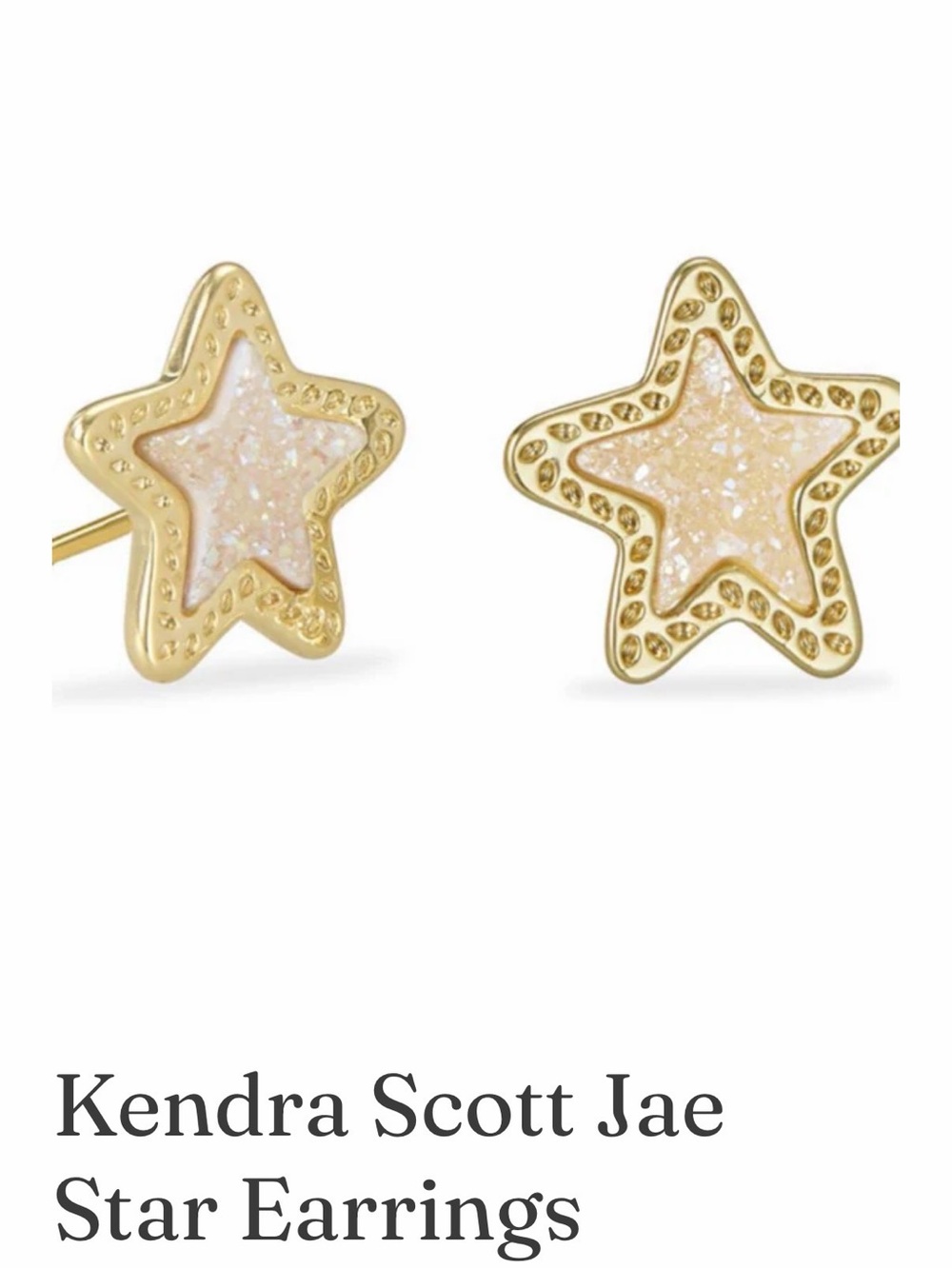 Kendra Scott Gold Star Earrings with Pale Pink Glitter